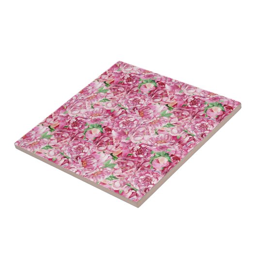 Aquarellrosa-Peonies Fliese (Seite)