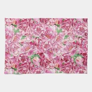 Aquarellrosa-Peonies Geschirrtuch
