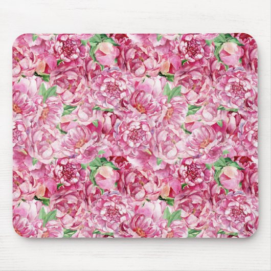 Aquarellrosa-Peonies Mousepad (Vorne)