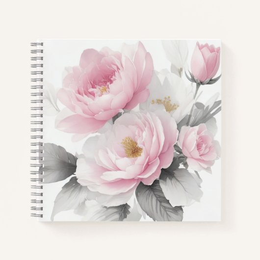 Aquarellrosa-Peonies Notizblock (Vorderseite)