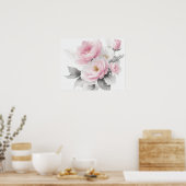 Aquarellrosa-Peonies Poster (Küche)