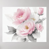 Aquarellrosa-Peonies Poster (Vorne)