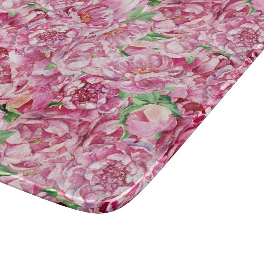 Aquarellrosa-Peonies Schneidebrett (Ecke)