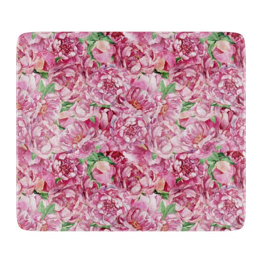 Aquarellrosa-Peonies Schneidebrett (Vorderseite)