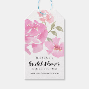 Aquarellrosa-Peonies   Skript-Brautparty Geschenkanhänger