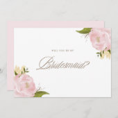 Aquarellrosa-Peonies werden Sie meine Bridesmaid s Einladung (Vorne/Hinten)