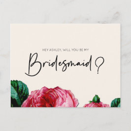 Aquarellrosa Rose wird meine Bridesmaid sein Einladungspostkarte
