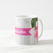Aquarellrosa Rosen auf rustikaler grauer Holzplatt Kaffeetasse (VorderseiteRechts)