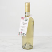 Aquarellrosa Rosen. Blumenhochzeit vielen Dank Flaschenanhänger (Angewinkelt)