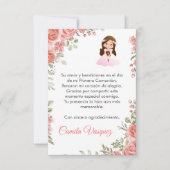 Aquarellrosa Rosen Niedlich Erste Kommune Dankeskarte (Vorderseite)