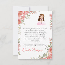 Aquarellrosa Rosen Niedlich Erste Kommune Dankeskarte