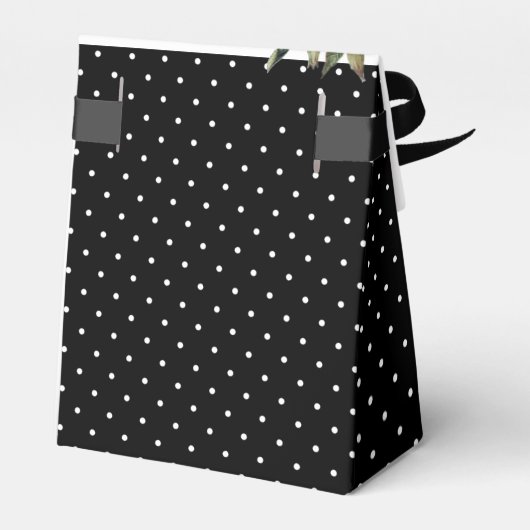 Aquarellrosa Rosen Schwarz-weiß Polka Dots Geschenkschachtel (Rückseite)