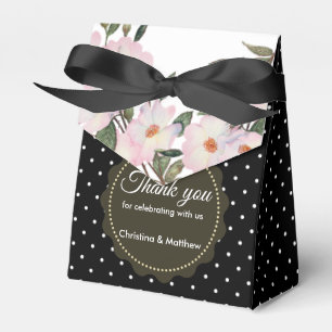 Aquarellrosa Rosen Schwarz-weiß Polka Dots Geschenkschachtel