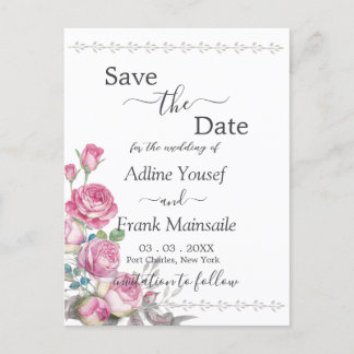 Aquarellrosa Save the Date Postkarte