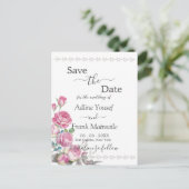 Aquarellrosa Save the Date Postkarte (Stehend Vorderseite)