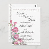 Aquarellrosa Save the Date Postkarte (Vorne/Hinten)