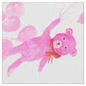 Aquarellrosa Teddybär mit Balloons Stoff (Nahaufnahme)