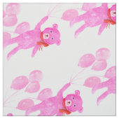 Aquarellrosa Teddybär mit Balloons Stoff (Muster)