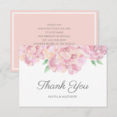 Aquarellrosa-Toronies. Hochzeit im Garten Dankeskarte (Vorne/Hinten)