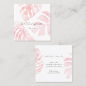 Aquarellrosa tropische Blätter Visitenkarte (Vorne/Hinten)