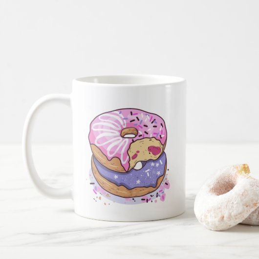 Aquarellrosa und Lila Donuts mit Sprinklen Kaffeetasse (Mit Donut)