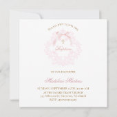 Aquarellrosa Wappen | Taufe Einladung (Rückseite)