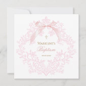 Aquarellrosa Wappen | Taufe Einladung (Vorderseite)