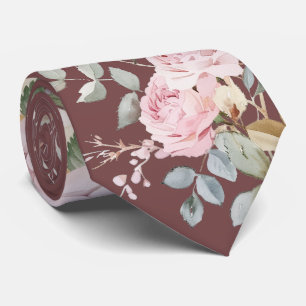 Aquarellrosen auf burgunderroter Krawatte