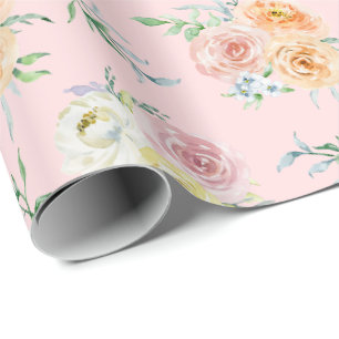 Aquarellrosen auf rosafarbenem Einwickelpapier Geschenkpapier