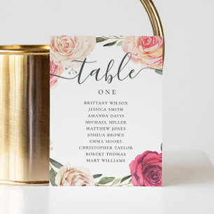Aquarellrosen. Florale Hochzeits-Sitzordnung Einladung