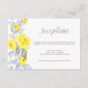 Aquarellrosen Gelb Lila und Grau Empfang Einladung