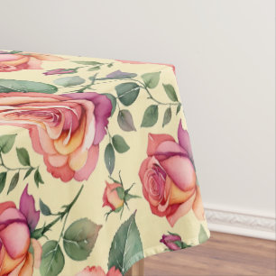 Aquarellrosen in Korallen- und Magentatönen Tischdecke