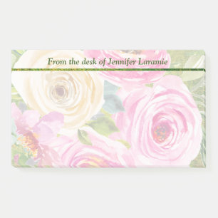 Aquarellrosen in Rosa und Creme Post-it Klebezettel