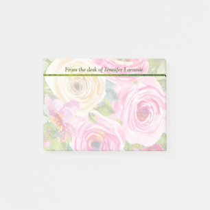 Aquarellrosen in Rosa und Creme Post-it Klebezettel