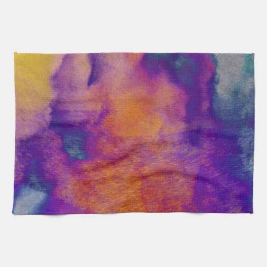 Aquarellrot-gelb-blaue lila Grafik Handtuch (Horizontal)
