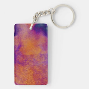 Aquarellrot-gelb-blaue lila Grafik Schlüsselanhänger