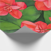 Aquarellrot Ixora Coccinea inspiriert Geschenkpapier (Ecke)