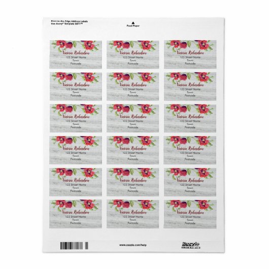 Aquarellrot Poppies Blumendarstellung Adressaufkleber (Vorne)