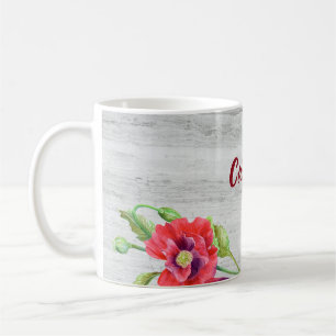 Aquarellrot Poppies Blumendarstellung Kaffeetasse