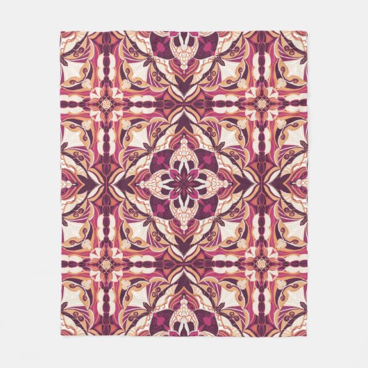 Aquarellrot Red Azulejo Spanish Tile Fleecedecke (Vorderseite)