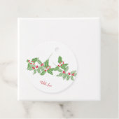 Aquarellrot und grüner Holly Bough Geschenkanhänger (Beispiel)