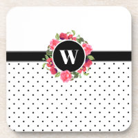 Aquarellrot und rosa Blume Wreath Polka Dots