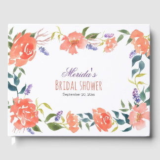 Aquarellrote Blume Chic Brautparty Script Gästebuch