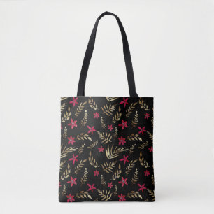 Aquarellrote Blume tropische exotische goldene Pal Tasche