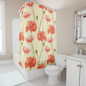 Aquarellrote Mohnchen. Nahtlose Muster. Wild fl Duschvorhang (Beispiel)