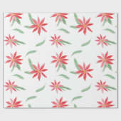 Aquarellrote Poinsettia Blume wiederholt Muster Geschenkpapier (Flach)