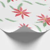 Aquarellrote Poinsettia Blume wiederholt Muster Geschenkpapier (Ecke)