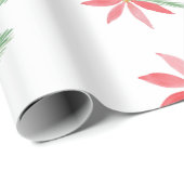 Aquarellrote Poinsettia Blume wiederholt Muster Geschenkpapier (Rolleneckpunkt)