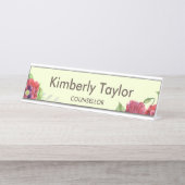 Aquarellrote Poppies Blumengestelle Schreibtischnamensplakette (Vorderseite )