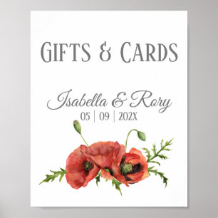 Aquarellrote Poppies Hochzeitsgeschenke signieren  Poster